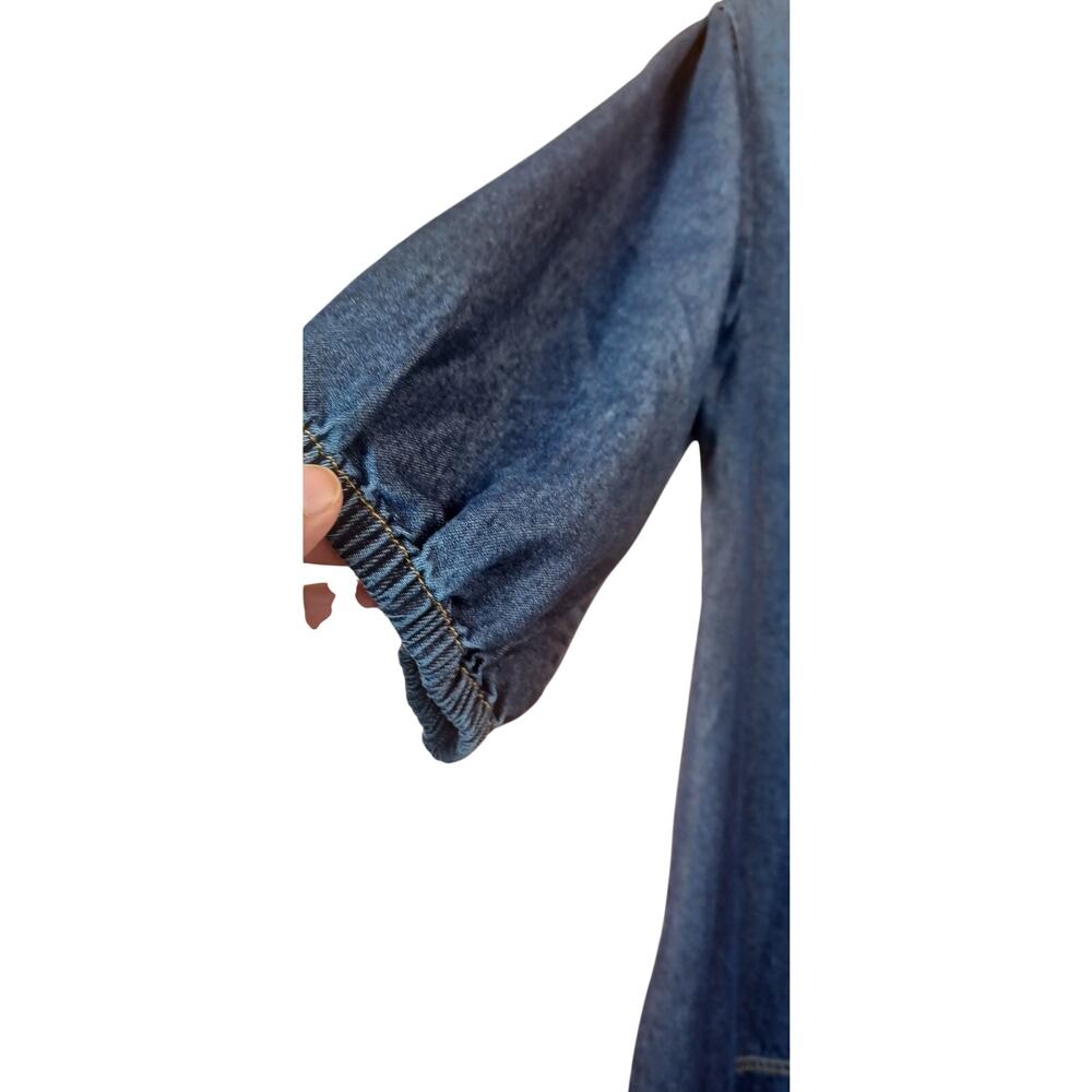 Denim Dress Women 2XL NWT Blue Jean Western Puff Sleeve Casual Shirt Dress - Picture 5 of 8